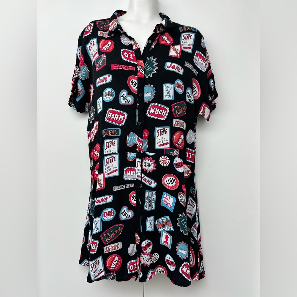 Zara Black Graphic Print Dress - Picture 6 of 15